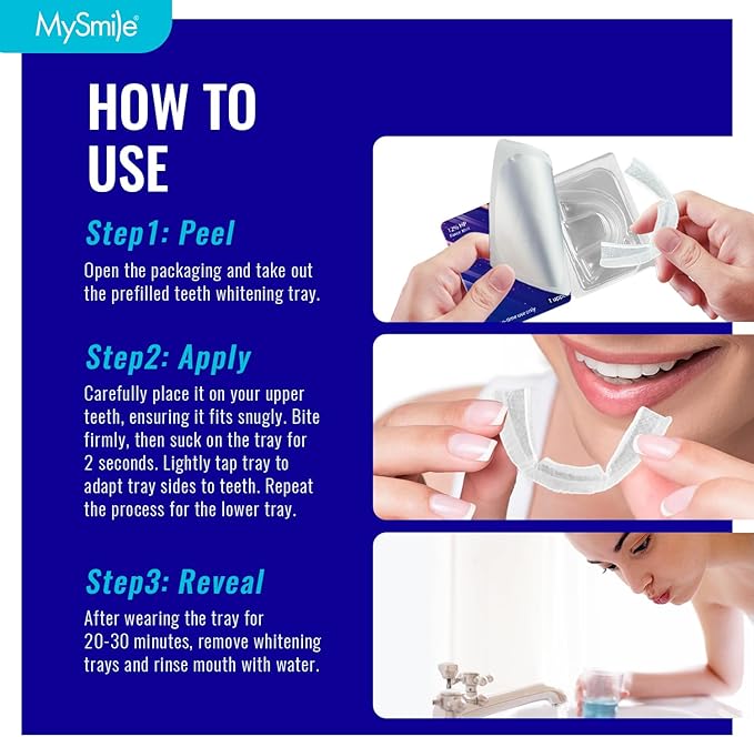 MySmile 7 Treatments Prefilled Teeth Whitening Trays Kit with 12% Hydrogen Peroxide Whiter Gel for Sensitive Tooth, Fast-Result Vegan Teeth Whitener Tooth Stain Remover, Mint Flavor-Ruum Studio Home