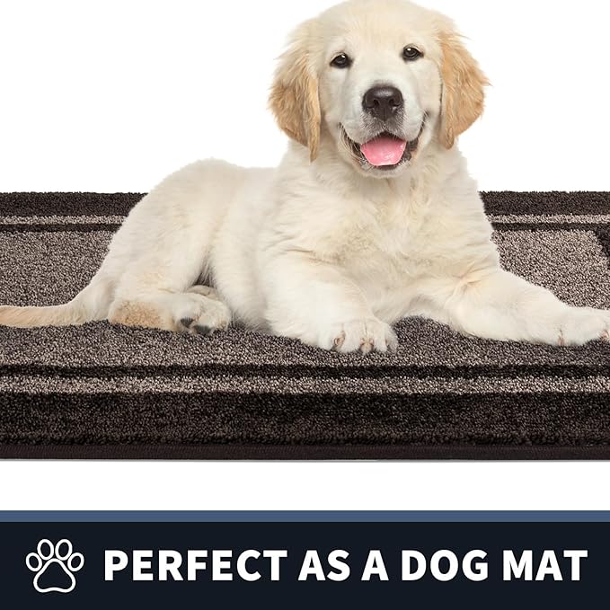 PURRUGS Dirt Trapping Door Mat 20" x 32", Non-Slip/Skid Machine Washable Entryway Rug, Shoes Scraper, Area Rug, Super Absorbent Welcome Mat for Muddy Wet Shoes and Paws, Grayish Brown & Coffee-Ruum Studio Home