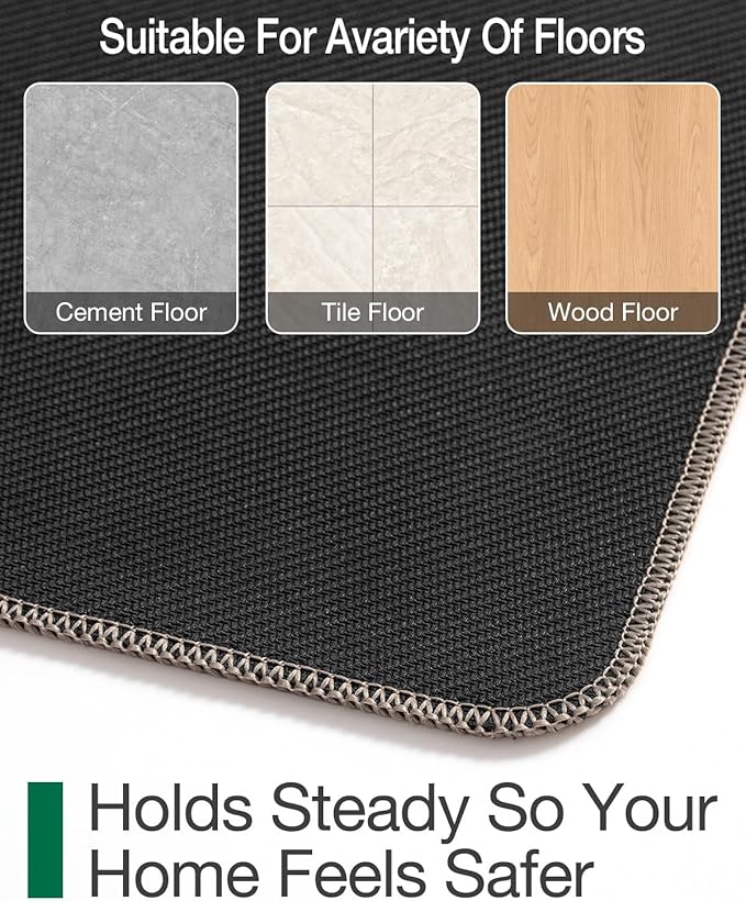 LUMI Ultra Thin Door Mat for Entryway, Low Profile Non Slip Rubber Backing Indoor Doormat, Easy Clean Welcome Entrance Mat for Inside House, Patio, Khaki 20"x32"-Ruum Studio Home