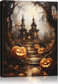 AbcCustomize Halloween Canvas Wall Art - Spooky Haunted House & Eerie Pumpkins Poster, Gothic Fall Decorations for Home, Vintage Halloween Decor Indoor for Living Room, Bedroom & Party-Ruum Studio Home