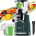 Cold Press Juicer,Aeitto Slow Masticating Juicer with Wide & Dual Feed Chute for Vegetables and Fruits, High Juice Yield, Self Feeding for Juice Extractor, BPA-Free, Dark Green-Ruum Studio Home