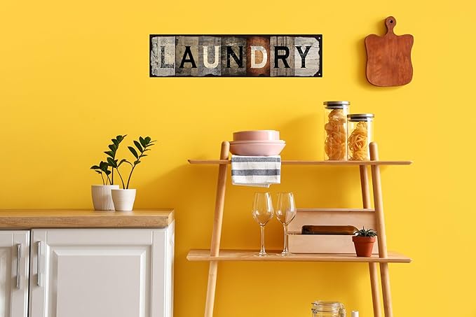 Vintage Tin Sign Retro Metal Laundry Signs for Home Decor Stylish Wall Art Plaques Ideal Gift for Home Bathroom Kitchen and Gothic Wall Decor in Every Room 16x4in-Ruum Studio Home