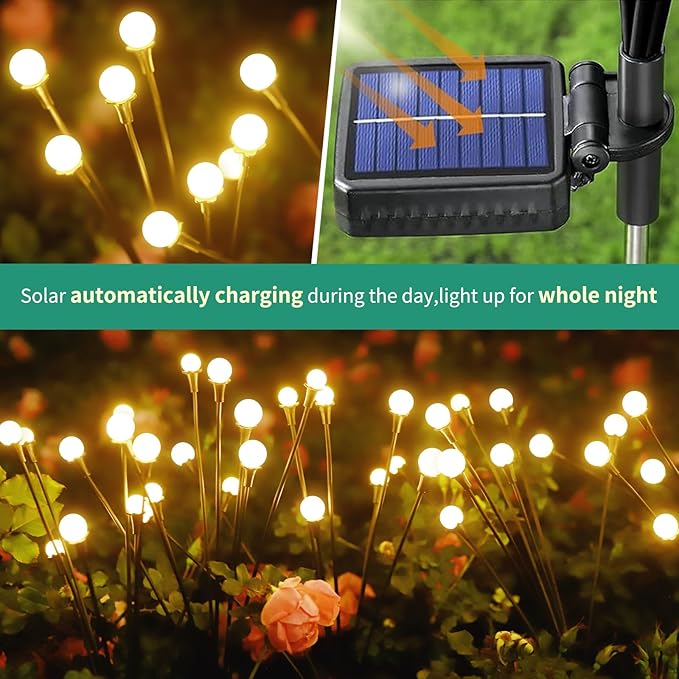 Solar Lights Outdoor Waterproof 4 Pack of 32 LEDs Garden Patio Firefly Decoration Unique Gifts Women Grandparents-Ruum Studio Home
