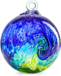 VCUTEKA Hanging Garden Gazing Ball, Hand-Blown Glass Witch Ball for Outdoor Garden Décor, 6" Colorful Swirl-Ruum Studio Home