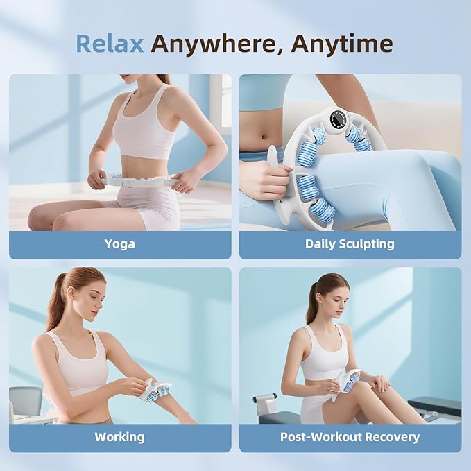 Cellulite Massage Roller for Legs, Anti Cellulite Massage Tool with Detachable, Fats Remover for Legs, Thighs, Butt, Fascia Massage Tool for Lymphatic Drainage & Deep Tissue Pain Relief (Blue)-Ruum Studio Home
