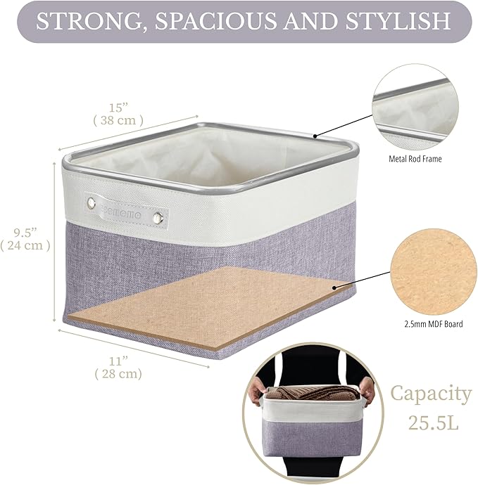 DECOMOMO Storage Bins Fabric Storage Baskets for Shelves, Linen Closet Organization Toys Nursery (Purple and White, Large - 3 Pack)-Ruum Studio Home