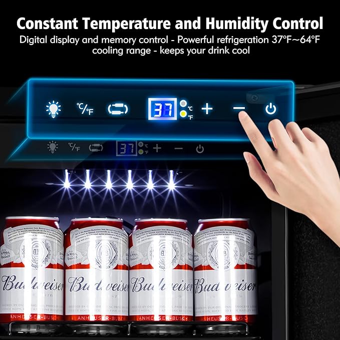 Tylza Beverage Refrigerator 15 Inch Wide, Mini Fridge Stainless Steel Under Counter Beverage Cooler, 130 Cans Beer Fridge with Built-in and Freestanding Beverage Fridge-Ruum Studio Home