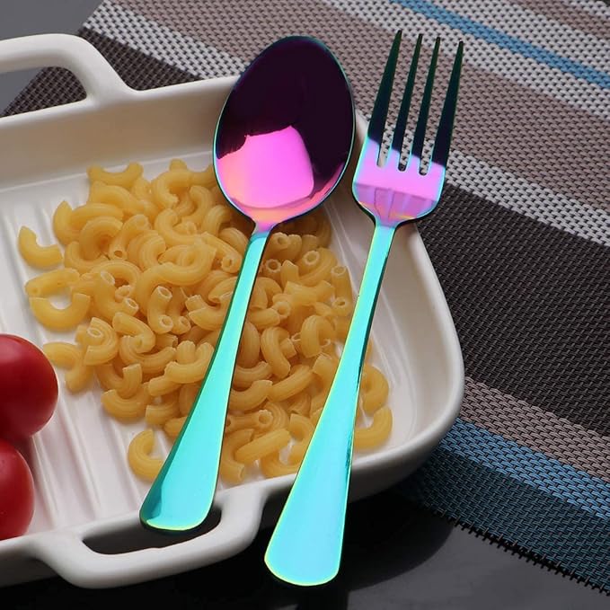 Travel Utensils Set with Case Reusable Portable Cutlery Set Stainless Steel 8pcs Including Dinner Knife Fork Spoon Chopsticks Straws(Rainbow)-Ruum Studio Home