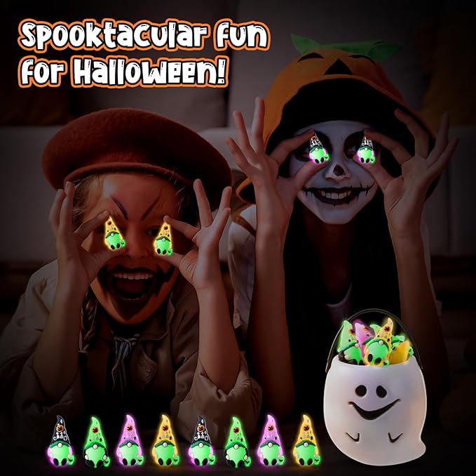 Wesiti 50 Pcs Luminous Halloween Mini Gnomes Figurines Bulk Glow in Dark Miniature Ornaments Hide and Seek Tiny Gnomes Figures Statue Halloween Party Favor Bag Fillers Garden Dollhouse Decor Gifts-Ruum Studio Home