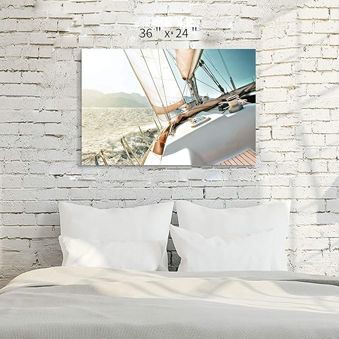 ARTISTIC PATH Nautical Picture Canvas Wall Art: Sailboat Artwork Seascape Print on Canvas for Office Bedrooms (36" W x 24" H,Multi-Sized)-Ruum Studio Home