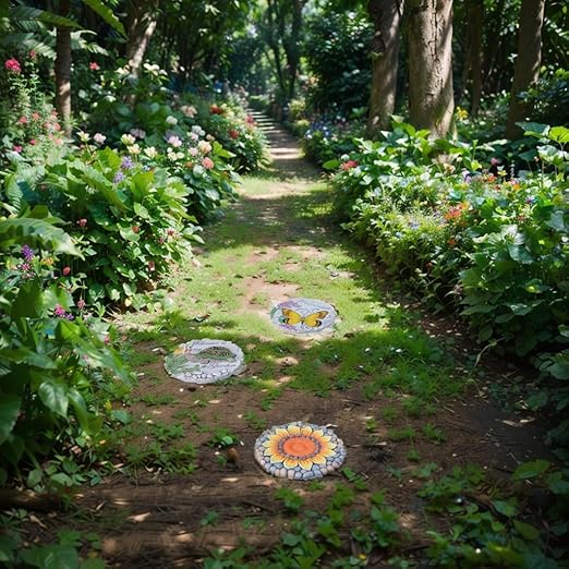 Sunflower Stepping Stones Outdoor Garden - Pavers for Outside Walkway Garden Stones Garden Stepping Stones Outdoor Decorative Stone for Garden 9.5 * 9.5 * 0.7 Inch LC Lcdecohome-Ruum Studio Home