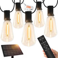100 FT Solar String Lights Outdoor Waterproof with Remote & USB Port, Solar Power Patio Hanging Lights with Dimmer, Shatterproof LED Edison Bulb Outdoor String Lights for Outside Cafe Yard Fence-Ruum Studio Home