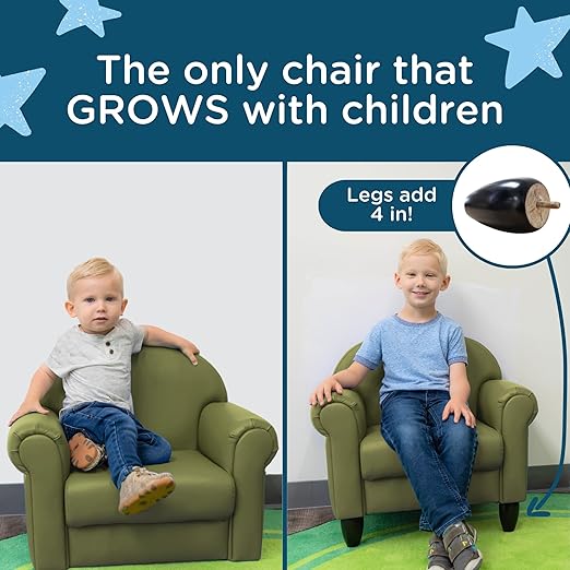 Children's Factory As We Grow Toddler Chair, Flexible Seating for Daycare or Preschool, Kids Reading Couch, Playroom Furniture, Sage-Ruum Studio Home