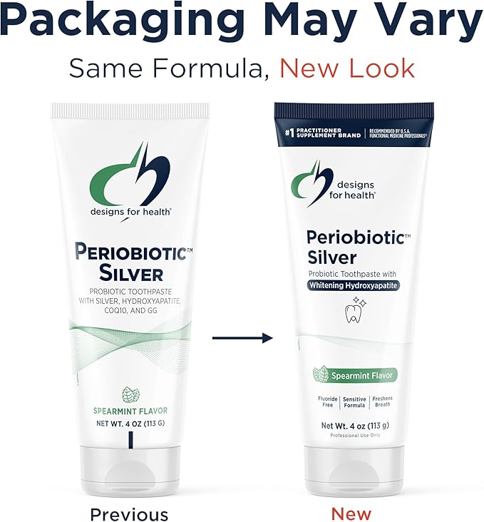 Designs for Health Periobiotic Silver Hydroxyapatite Toothpaste - Fluoride Free Toothpaste with Oral Probiotics with Whitening Hydroxyapatite - Supports Gum Health & Remineralization (4oz Mint)-Ruum Studio Home