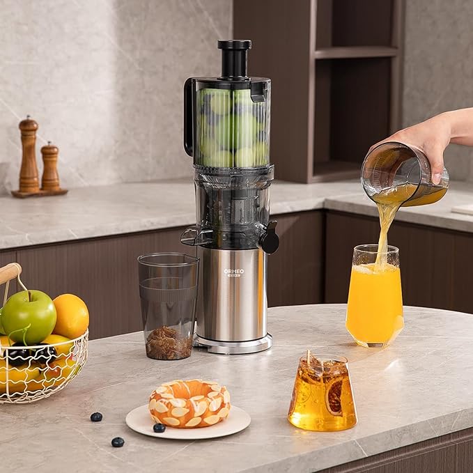 Juicer Machines, Cold Press Juicer with 5.0” Large Feed Chute Fit Whole Fruits & Vegetables, Stainless Steel Masticating Juicer With Pulp Seperation, 99% Juice Purity, 200W Quiet Motor, Easy to Clean-Ruum Studio Home