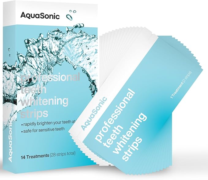 AquaSonic Professional Teeth Whitening Strips - Enamel Safe Teeth Whitening with Hydrogen Peroxide - Easy to Use, Non-Slip, Affordable & Effective (Unflavored)-Ruum Studio Home