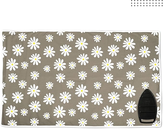 Encasa XO Ironing Mat/Pad (Large 48"x28") with 3mm Padding & Silicone Iron Rest for Steam Pressing on Tabletop or Bed - Heat Resistant, Portable, Quilting & Travel Blanket - Daisy Grey-Ruum Studio Home