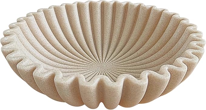 OAKOA Beige Resin Large Decorative Bowls for Home Decor - Decorative Bowl for Keys Entryway Table - Decorative Fruit Bowl Decor - Purse Bowl-Ruum Studio Home