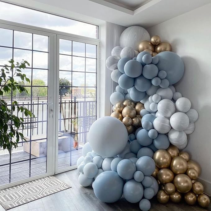 130pcs Dusty Blue Balloons Different Sizes 18" 12" 10" 5" Slate Blue Balloons for Boys Girls Baby Shower Wedding Anniversary Graduation Engagements Birthday Party Decorations-Ruum Studio Home