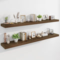 Marsmiles 72" Floating Shelves for Wall, Wooden Shelves with Invisible Brackets Set of 2, Rustic Farmhouse Wall Mounted Shelf for Kitchen Bathroom Living Room Study, Walnut-Ruum Studio Home