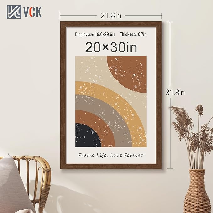 VCK 20x30 Brown Poster Frame 3 Pack, Wood Picture Frame with Exclusive Wood Grain, Wall Mounting Hanging-Ruum Studio Home