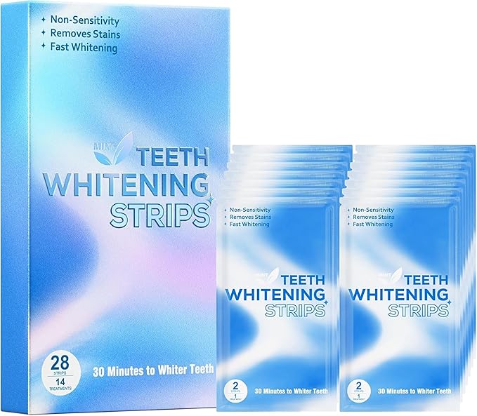 Teeth Whitening Strips White Strip - 28 Pcs Sensitive Whiten Stripe, Natural Enamel Safe Non-Slip Dry Product,30 Minutes Fast Effects Tooth Whitener,14 Treatments Mint Kit for Home Family Travel Work-Ruum Studio Home