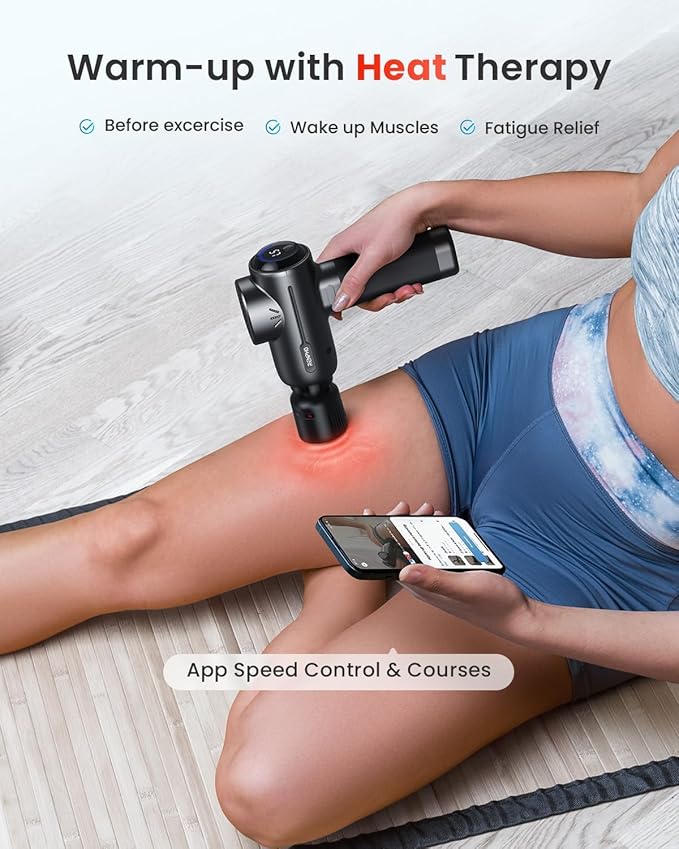 RENPHO Massage Gun with Heat and Cold, Portable Percussion Muscle Deep Tissue Massager with Bluetooth, Carry Case, Gifts for Men Women, Active+ Thermacool-Ruum Studio Home