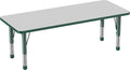 Factory Direct Partners FDP Rectangle Activity School and Classroom Kids Table (24 x 60 inch), Chunky Toddler Legs, Adjustable Height 15-24 inches - Gray Top and Green Edge-Ruum Studio Home