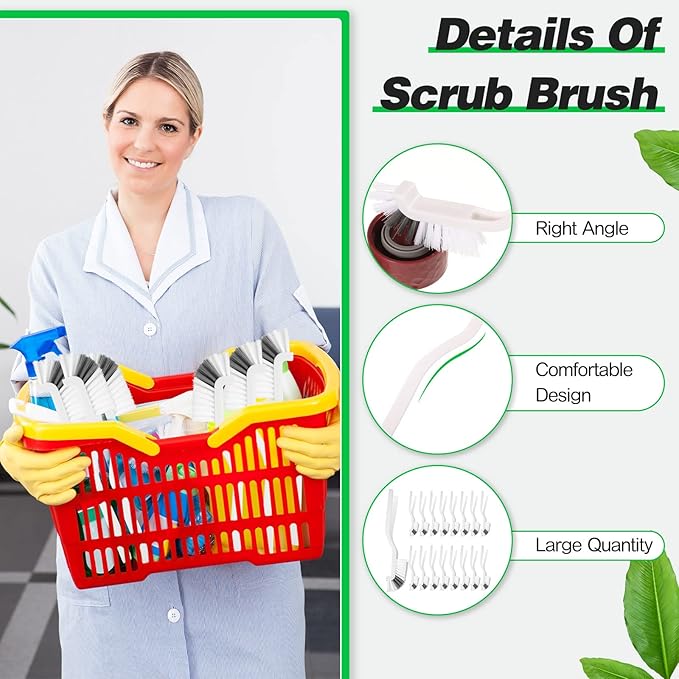 Yinkin 24 Pcs Kitchen Scrub Brush Bulk Sink Bathroom Edge Corner Cleaning Brush Right Angle Mini for Grout Household Dishwasher Tile Lines Window Track Deep Cleaning with Stiff Bristles-Ruum Studio Home