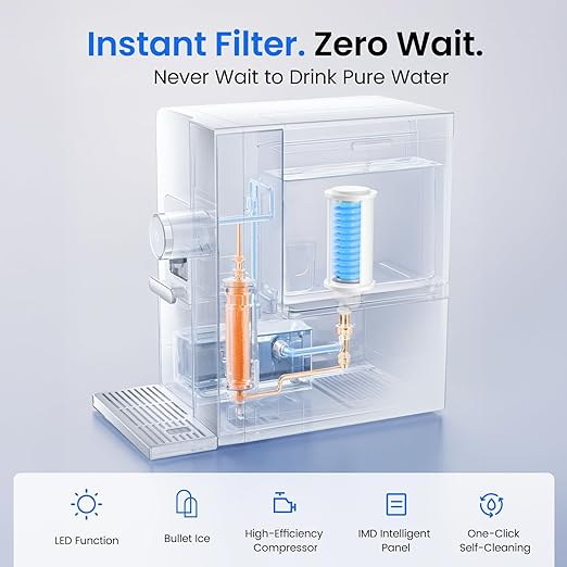 Ice Maker Water Filter Dispenser, 3 in1 Countertop Instant Hot & Cold Water -7 Stage Purification with Remineralization 7 Temperature & 5 Dispensing Volume Options Portable No Installation.-Ruum Studio Home