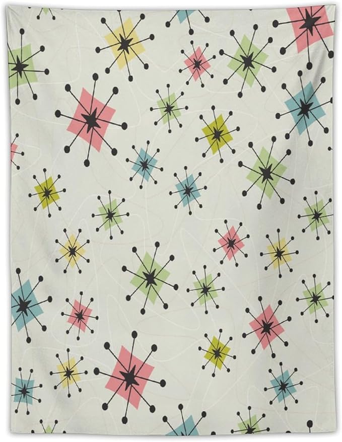 ICMOLYYENLO Abstract Cat Tapestry, Medieval Abstract Atomic Star Cat Vintage Home Wall Hanging Art Tapestry for Bedroom Living Room Dormitory 50x60 Inch-Ruum Studio Home