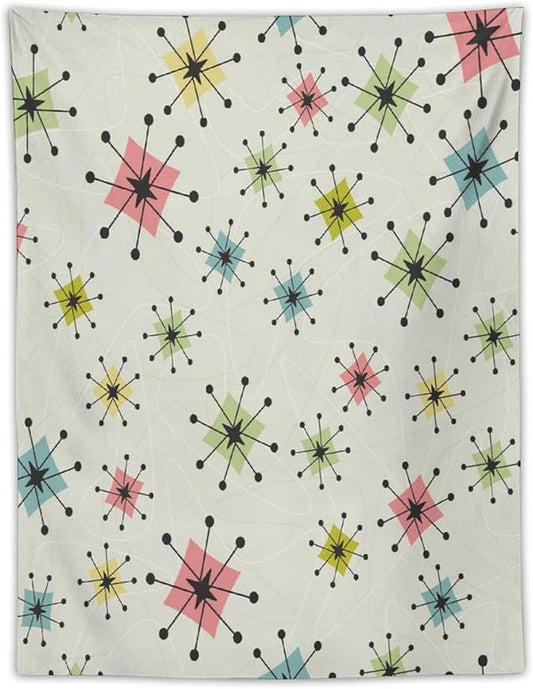 ICMOLYYENLO Abstract Cat Tapestry, Medieval Abstract Atomic Star Cat Vintage Home Wall Hanging Art Tapestry for Bedroom Living Room Dormitory 50x60 Inch-Ruum Studio Home