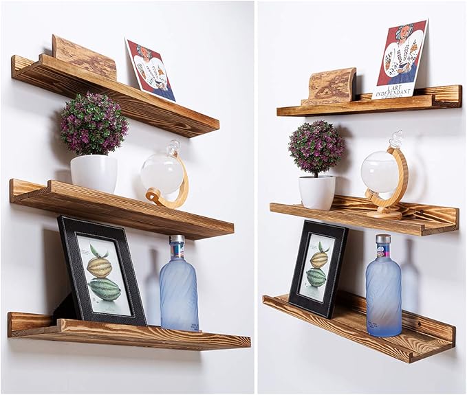 AZSKY Floating Shelves Set of 3, Picture Ledge Shelf, 24 Inches Long Large Nursery Book Shelves for Toys Storage, Kids Bookshelf Wall Mounted for Living Room Bedroom Decor Books Photo Frames-Ruum Studio Home