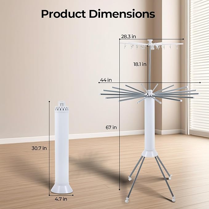 4-Legged Clothes Drying Rack Foldable,Octopus-Shaped Portable Laundry Drying Rack,Outdoor and Indoor Collapsible Drying Rack with 4 Pulleys,2 Tier-Ruum Studio Home