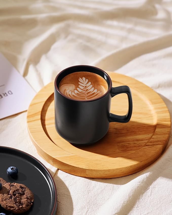 famiware Coffee Mugs Set of 6, Nebula 14oz Coffee Mugs, Ceramic Cup Set with Handle for Latte, Tea, Milk, Cappuccino, Cocoa, Matte Black-Ruum Studio Home