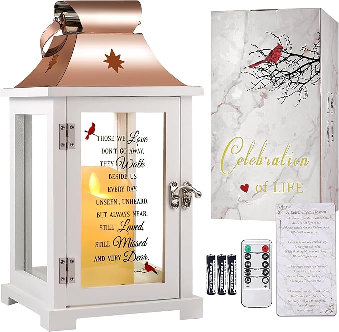 Memorial Lantern, Sympathy Gifts for Loss of Mom/Dad/Loved One, Bereavement Gifts, in Memory of Loved One Lantern,Celebration of Life, Memorial Gifts, Funeral Lantern,Those WE Love Don't GO Away-Ruum Studio Home