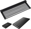 Kraus Roll Up Dish Drying Rack with Self-Draining Silicone Dish Drying Mat and Silicone Soap Dish Holder in Black, KDM-KRM-10BL-Ruum Studio Home