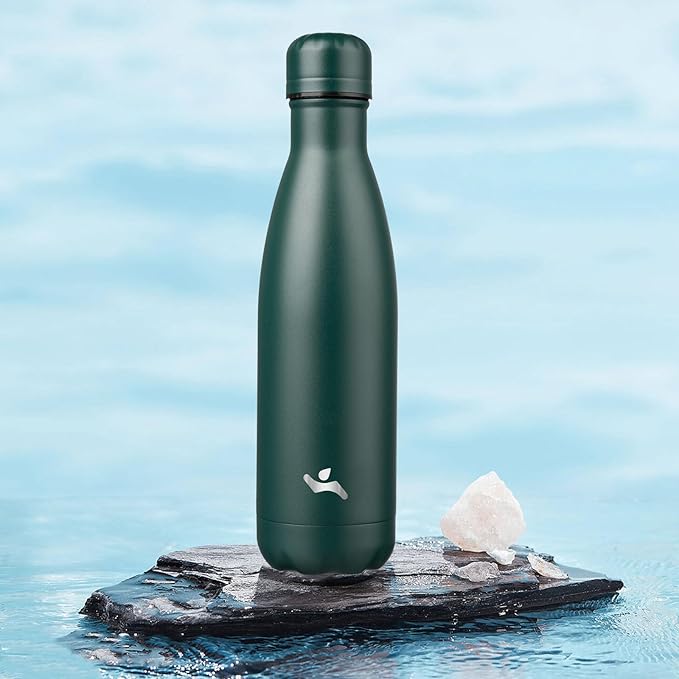 Insulated Water Bottles,17 oz Double Wall Stainless Steel Vacumm Metal Flask for Sports Travel,Army Green-Ruum Studio Home