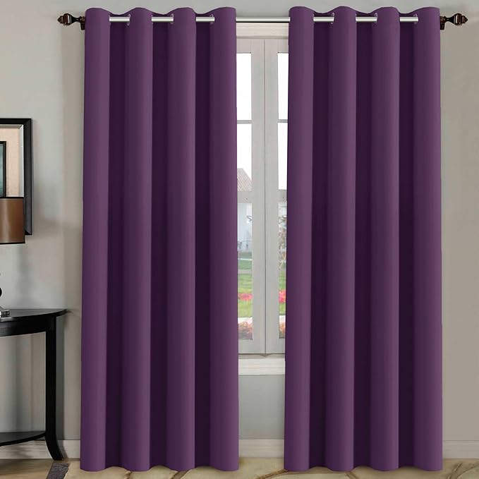 H.VERSAILTEX Blackout Thermal Insulated Room Darkening Window Treatment Extra Long Curtains/Drapes,Grommet Panels (Set of 2,52 by 96 - Inch,Solid Plum Purple)-Ruum Studio Home