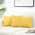 Fancy Homi 2 Packs Yellow Long Lumbar Decorative Throw Pillow Covers 12x24 Inch for Couch Bed Sofa, Rustic Farmhouse Boho Home Decor, Soft Striped Corduroy Rectangle Accent Cushion Case 30x60 cm-Ruum Studio Home