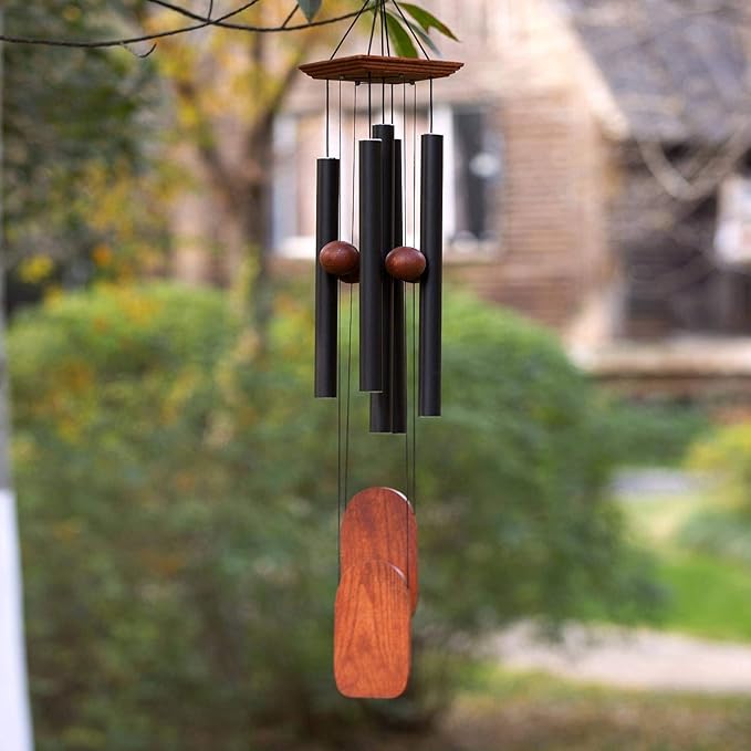 Wind Chimes for Outside Deep Tone, 36in Sympathy Wind Chimes Outdoor Clearance, Gifts for Mother's Day and Christmas, Outdoor Decor for Garden, Patio, Yard（Wood Wind Chime, Black）-Ruum Studio Home