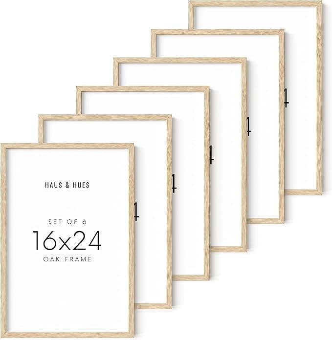 HAUS AND HUES 16x24 Picture Frames - Set of 6, Natural Oak Wood, Beige, 16x20 in, Rectangular, Wall Mount, Minimalist, Eco-friendly Material-Ruum Studio Home