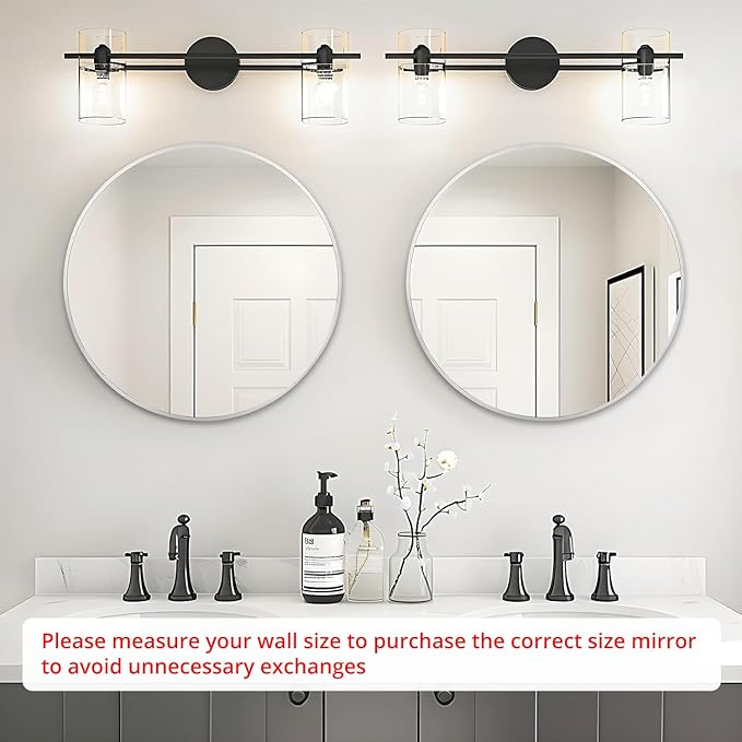 Fabuday Silver Round Mirror for Wall 24 inch - Circle Mirror for Bathroom, Entryway, Living Room, Hallway, Vanity Decor, Small Matte Metal Frame Mirrors-Ruum Studio Home