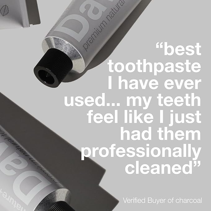 Davids Charcoal Toothpaste for Enhanced Teeth Whitening, Peppermint, Antiplaque, Flouride Free, SLS Free, Enamel Safe, Recyclable Metal Tube, 5.25oz-Ruum Studio Home