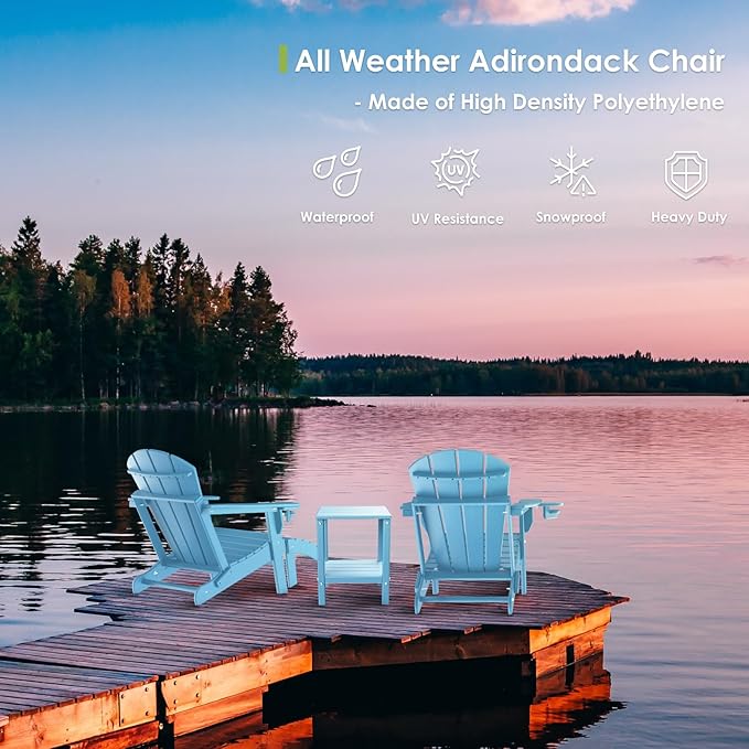 GREENVINES Adirondack-Ottoman | HDPE Plastic | Outdoor Footrest | All Weather | Foot Rest | Foot Stool | Arctic | for Adirondack Chair | for Patio Backyard Pool-Ruum Studio Home