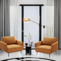 Oversized Accent Chair Set of 2 for Living Room Chairs Reading Arm Chair Comfy Modern Single Sofa Side Chairs with Metal Legs & Soft Cushion for Bedroom, Balcony,Waiting Room (Polyester, Caramel)-Ruum Studio Home