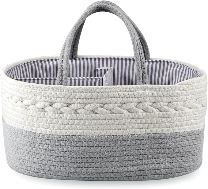 PandaEar Baby Diaper Caddy Organizer for Boys Girls, Portable Baby Diaper Basket, Travel Cotton Rope Diaper Caddy Change Organizer for Baby Shower Gifts Newborn Infants-Ruum Studio Home