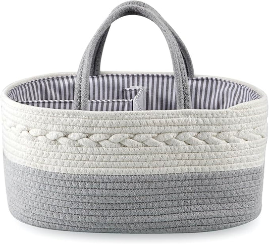PandaEar Baby Diaper Caddy Organizer for Boys Girls, Portable Baby Diaper Basket, Travel Cotton Rope Diaper Caddy Change Organizer for Baby Shower Gifts Newborn Infants-Ruum Studio Home