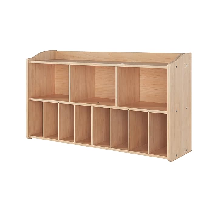 Foundations Serenity Wooden Diaper Organizer for Daycares, 3 Large & 8 Small Storage Compartments, Natural Wood Construction, Maximum Durability (Natural)-Ruum Studio Home