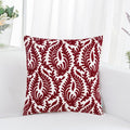 HWY 50 Burgundy Red Decorative Throw Pillow Covers 18x18 Inch (1 Piece), Embroidered Cotton Farmhouse Cushion Cover Pillow Case for Sofa Couch Living Room Bed Bedroon, Floral Branches-Ruum Studio Home